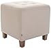 CLP Poggiapiedi Divano Pharao I Sgabello Pouf Capitonné Imbottito in Stoffa I Sgabello Basso Salotto Piedini in Legno, Colore:Crema immagine