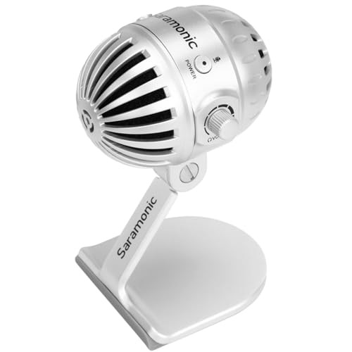 Microphone de studio USB Saramonic avec sortie casque argenté SMARTMICMTV500