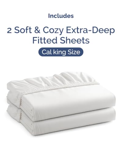 Image of CGK Linens 2 Pack Extra Deep Cal King Fitted Sheets - White