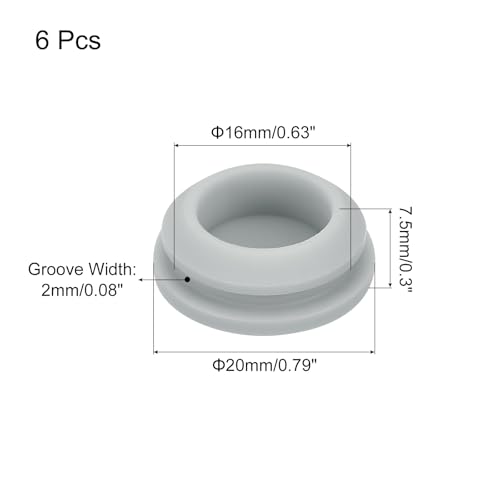Image of MECCANIXITY 6pcs Silicone Snap in Locking Hole Plugs,16mm /0.6 Inch Mounting Diameter Narrow Groove Width 2mm Panel Seal Cover Round for Kitchen Bulkheads Waterproof Sealing Plugs Grey