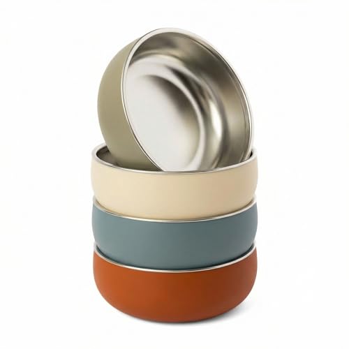 Monkey Proof Non-Toxic Stainless Steel Child Bowl 5 with Non-Slip Silicone Shell (Set of 4 bowls) Unbreakable Mess Free Feeding for Babies Toddlers Kids BPA free (Arizona)