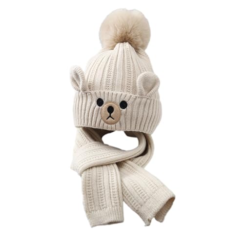 Kids Winter Hat Scarf Set Knitted Beanie Cap Children Warm for Sledding