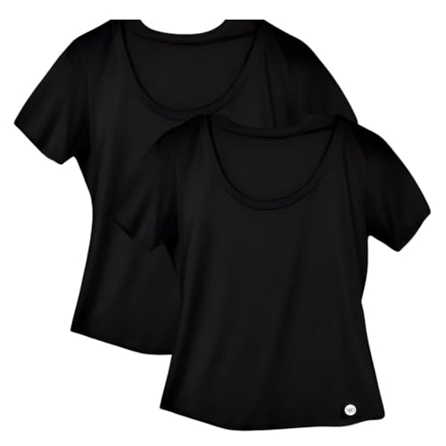 Womens Organic T Shirt | Fair Trade Scoop Neck Tee | Certified Organic 100% Cotton Shirt | Eco Friendly | Black or White (Large, 2, Black)