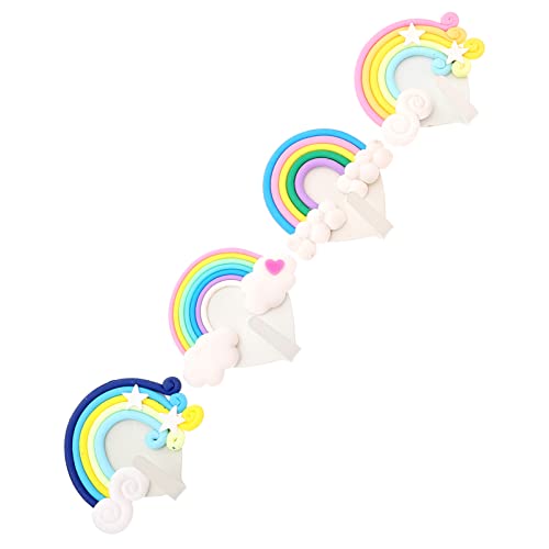 TOPBATHY 4 Pcs Arc-En-Ciel Clé Chapeau Crochets De Serviette Crochets Adhésifs Nuages ​​Mignons Étoile Crochets Arc-En-Ciel Décoratifs Crochets De Serviette Cintre Mural Pour Bureau À Cover