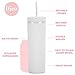 Essasea 16oz Skinny Tumblers Bulk.Matte White Tumblers with Lids and Straws.Double Walled Plastic Acrylic Pastel Tumbler Cups for Iced Coffee Smoothie.DIY Slim Tumbler.
