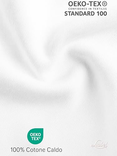 Liabel - Camiseta interior para hombre de algodón cálido de manga larga (lote de 2) suave camiseta interior de invierno efecto térmico natural blanco o negro, Negro Gargantilla - 2pcs, XL