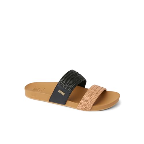 Image of REEF Vista Braid II Women's Fashion Slide Sandal, Vegan Leather Strap, Ultra Soft Cushion Footbed