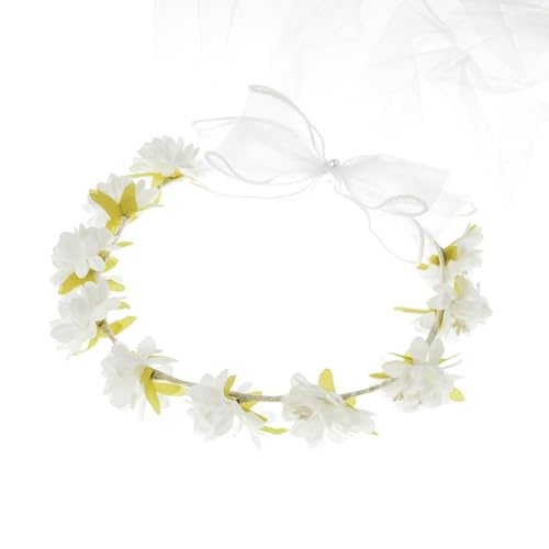 Image of Girls First Communion Holy Veil White Flower Headband Christening Headpiece