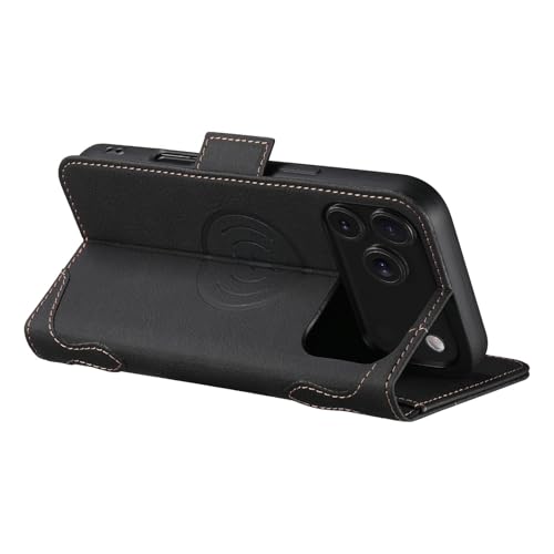 Étui en cuir supérieur pour iPhone 17 mat avec clapet aimanté haute précision