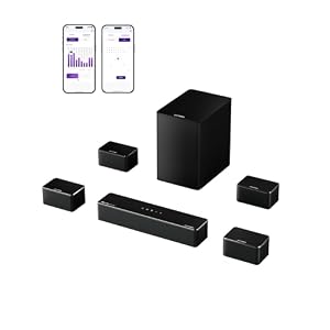 ULTIMEA 7.1Ch Soundbar with Dolby Atmos, APP Control, Surround Sound System for TV, 4 Wired Surround Speakers, Sound Bar for TV with 6.5″ Wireless Subwoofer, Soundbar for TV, Poseidon D80 Upgraded