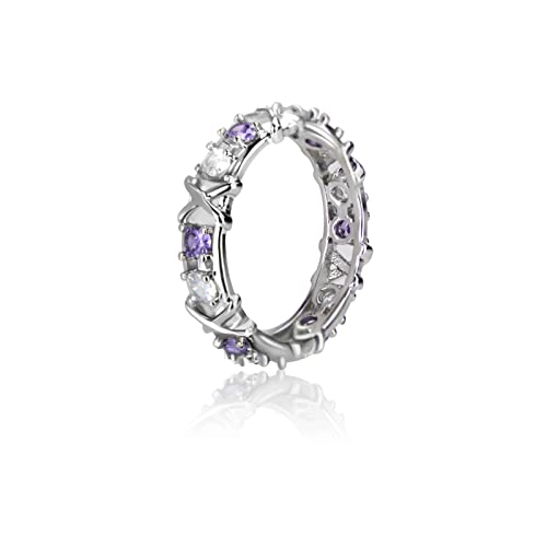 Moissanite Magnetology Lymphvity Ring Magnetic Zircon Shaping Cross Full Moissanite Diamond Ring Moissanite Rings for Women Weight Loss Unclog Bloodstream and Lymph Nodes (Purple Gold 8)