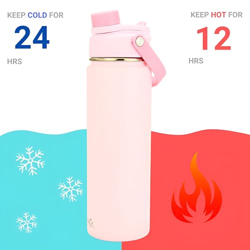 Image of Drinco Stainless Steel Water Bottle Spout Lid Vacuum Insulated Double Wall Water Bottle Wide Mouth Leak Proof Keep Cold Sport Camping Hiking (22oz Cotton Candy)