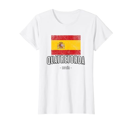 Quatretonda España | Souvenir - Ciudad - Bandera - Camiseta, Mujer, Blanco, XL