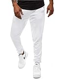 OZONEE Herren Jogginghose Hose Trainingshose Sporthose Freizeithose Unifarbe Herrenhose Sweatpants Fitnesshose Sweathose Fußballhose Jogpants Joggpants 777/666S WEIß M