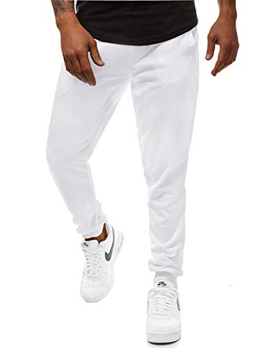 OZONEE Herren Jogginghose Hose Trainingshose Sporthose Freizeithose Unifarbe Herrenhose Sweatpants Fitnesshose Sweathose Fußballhose Jogpants Joggpants 777/666S WEIß L Cover