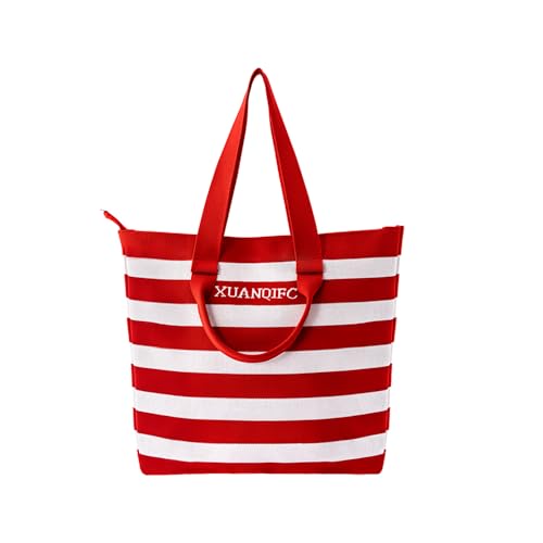 Travel BeachTote Bag Swim Pool Big Weekender Bags for Women with Long and Short Handles Zipper Knit Bag Apricot