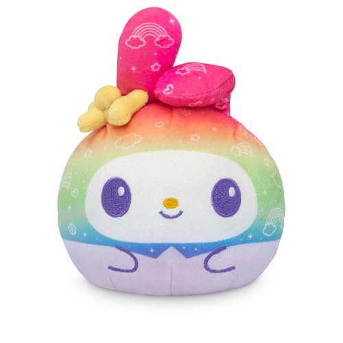 Image of TeeTurtle Reversible Sanrio My Melody and Kuromi Plushie 4-Inch Rainbow Two-Sided Flip Plush Toy with Embroidered Details - Cute Mini Collectible Plush for Kids, Teens, and Adults