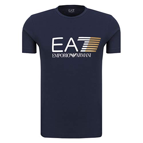 Emporio-Armani EA7 Camiseta T-Shirt Hombre 3ZPT62 PJ03Z, Manga Corta, Cuello Redondo (Azul, x-Large)