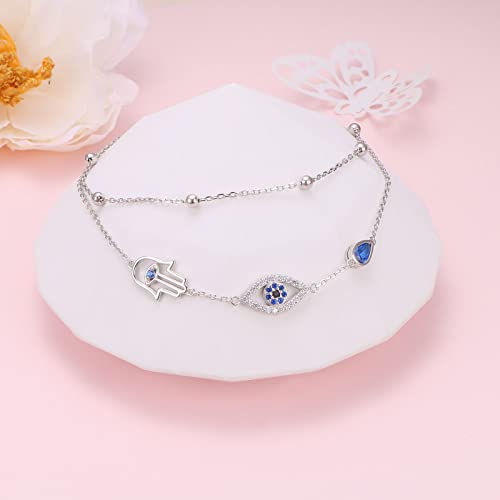 Image of Yearace Anklet for Women S925 Sterling Silver Adjustable Foot Beaded Chain Lotus Flower Claddagh Dragonfly Witches Knot Ankle Bracelet Summer Beach Anklets Jewelry Gift