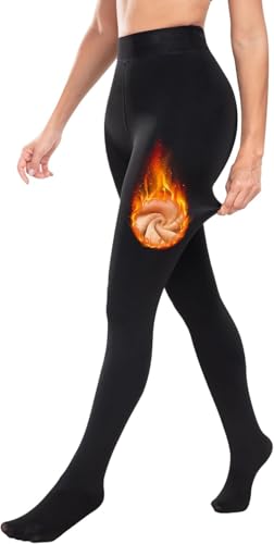 Image of Brachy Women's Warm Fur Stockings | Thermal Fleece-Lined High Waist Pantyhose | Stretch Footed Winter Leggings with Socks -(BCA FULLFURJEGQ1-P)
