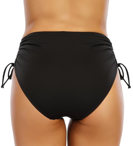 Women's High Waisted Bikini Bottoms Full Coverage Swim Bottom Tummy Control Side Tie Swimsuit Bathing Suit Bottoms2