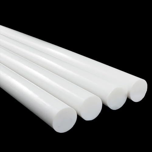 COYOUCO Pack 4 Barras PTFE Teflon 50cm 5–15mm Redondas Sólidas Plásticas Blancas Resistente Químico Antiadherente para Bricolaje y Uso Industrial,12mm
