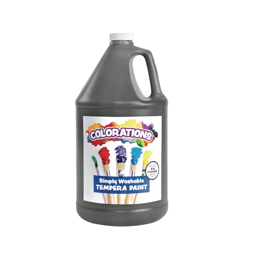 Colorations Paraben-Free Washable Tempera Paint for Kids - 1 Gallon Value Size. Vibrant Black Non-Toxic and Made in The USA Classroom Must Haves Bulk Arts and Crafts Supplies