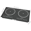 Portable Induction Cooker Cooktop Countertop Double Burner Independent Control, 1200W+1200W Low Noise Electric Cooktops 110V Induction Cooker Heater with 8 Gear Firepower for Kitchen Cooking
