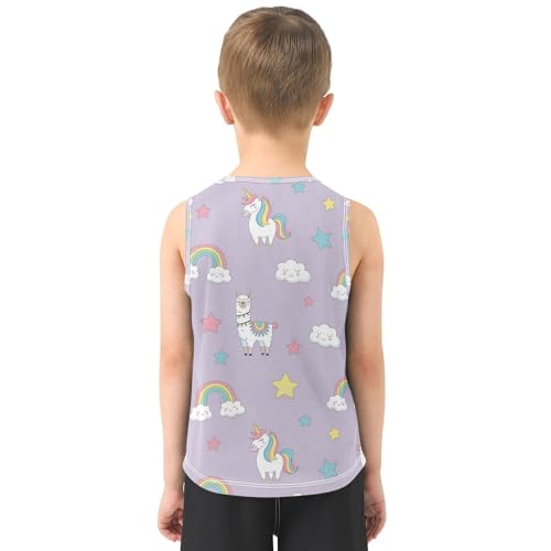J JOYSAY Llama Unicorn Rainbow Boys Tank Top Sleeveless Muscle Shirts Quick Dry Workout Active Sport Kids T-Shirts 3-15T3
