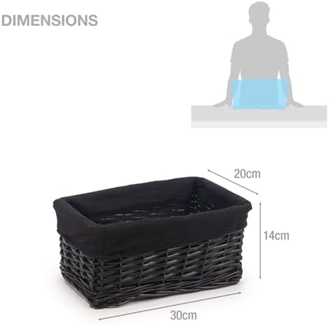 Woodluv Storage Baskets Woven Wicker, Storage Basket for shelves, Baskets to make hampers, Storage Organiser, Black - Small
