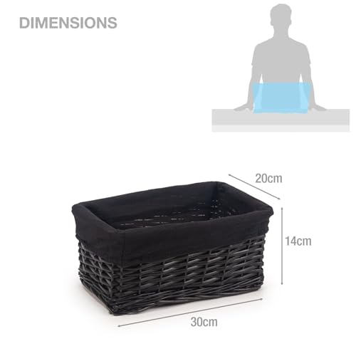 Woodluv Storage Baskets Woven Wicker, Storage Basket for shelves, Baskets to make hampers, Storage Organiser, Black - Small