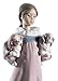 LLADRÓ Glossy Porcelain Figure of Girl 'Arms Full of Love' in Pastel Tones. Decorative Porcelain Figurine of a Little Girl with Puppies.