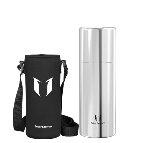 Super Sparrow Botella Termica - 750ml - Termo de Acero Inoxidable - Cantimplora Sin BPA - Termo Cafe - Tapa Antifugas que Sirve de Taza - Se Mantiene Caliente 12 o Frío 24 Horas