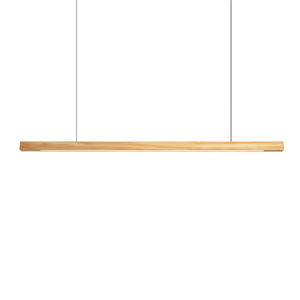 KXEcoLife Modern LED Linear Pendant Light Fixture for Kitchen Island Dining Room 150cm Walnut Wood Minimalist Bar Lighting Energy Efficient 24W Chandelier