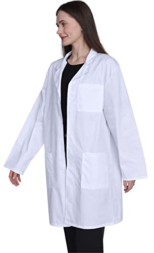 Professional Lab Coat for Women, Full Sleeve Cotton Blend Long Medical Coat,White, Unisex - Image 5