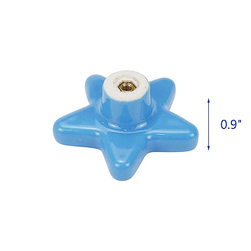 Wealrit 6 Pcs Star Shaped Knobs,Cute Drawer Knobs,Star Cabinet Knobs,Decorative Drawer Knobs,Blue Ceramic Drawer Knobs For Cupboard Wardrobe Dresser #TOP4