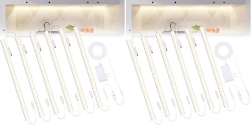 Image of 6PCS x 12 inch Under Cabinet LED Lights 4500K, Dimmable Under Counter Lights for Kitchen, Led Under Cabinet Lighting, Plug-in Under Cabinet Lights with Memory Function, Daylight White (Pack of 2)