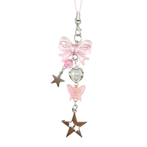 Y2K Pink Bow Phone Charms Cute Digital Camera Charm Strap Kawaii Pink Bow Phone Chain Lanyard Accessories for Phone Bag Keychain Camera Pendants Decor