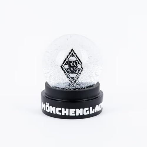 Borussia Mönchengladbach Schneekugel „Raute“ | Offizieller Fanartikel Fohlenshop | Mit Vereinslogo in Glaskuppel | Sockel mit Schriftzug | Weihnachtsdeko & Sammlerstück