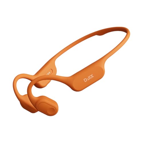 D-JIX Triton 600 - Auriculares de conducción ósea Bluetooth 6.0 y MP3 32GB | Impermeable IP68 | Autonomía 15h | Carga rápida | Micrófono Integrado | Ideal Deporte y Trabajo (Naranja)