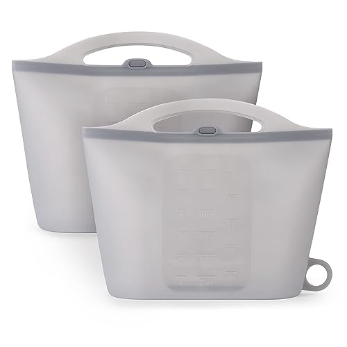 Image of Haakaa Silicone Microwave Steam Sterilizer Bags, Reusable Silicone Steaming Bags for Baby Bottles, Breast Pump, Accessories, Pacifiers and Teethers, Great for Home and Travel, Grey (2PCS)