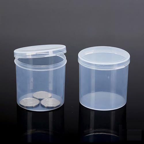 Image of 12 Pcs Clear Storage Box Round Organizer D2.4 x H2.48 Inch, 4.4 oz Transparent Plastic Organizers for Pills Gems Beads Jewelry Small Items