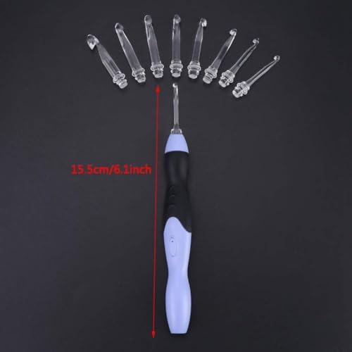 Ganchillo LED recargable USB con 9 puntas de 2.5-6.5mm y mango linterna integrado 7