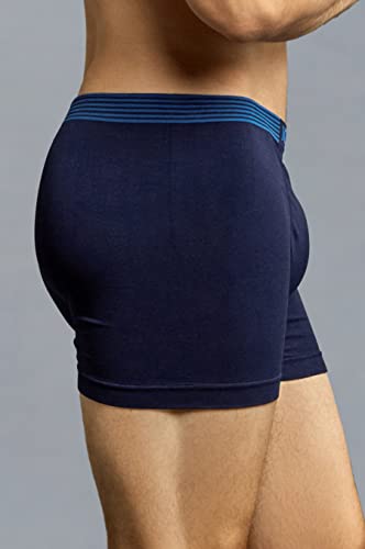 Knocker Men's 6-Pack Seamless Boxer Brief Athletic Compression Workout Underwear OS Waistband Stripes2