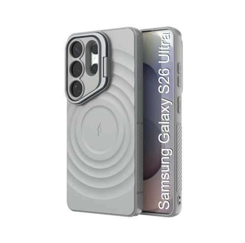 Image of LuxuryKase Shockproof Case for Samsung Galaxy S26 Ultra | Ripple Pattern | Camera Protection | Inner Velvet Fabric Lining | Protective Cover with Enhanced Grip & Wireless Charging Support - Grey