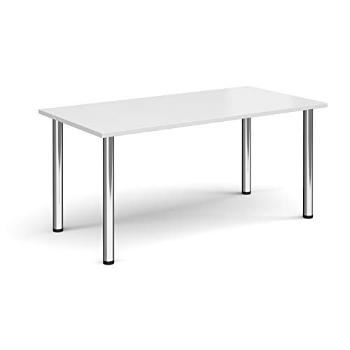 Mr Office Rectangular radial leg meeting table - chrome legs, White, 1600