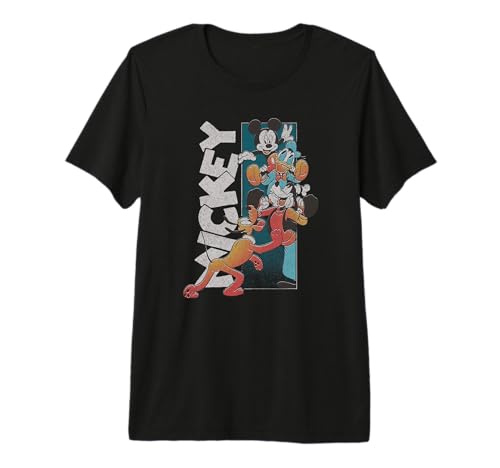 T-shirt Mickey Disney premium avec impression affiche vintage durable