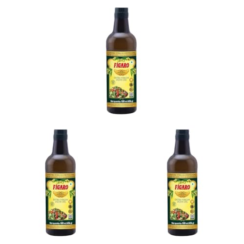Image of Figaro Extra Virgin Olive Oil- 100% Natural and Cold Extracted- Perfect for Salad, Paratha, Marinade - Imported from Spain- 500ml Bottle (Pack of 3)