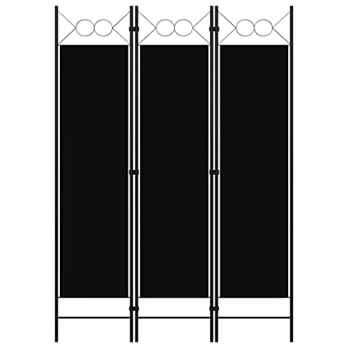 vidaXL Cloison de Séparation 3 Panneaux Séparateur de Pièce Diviseur Ecran d'Intimité Paravent Chambre à Coucher Maison Intérieur Noir 120x180 cm