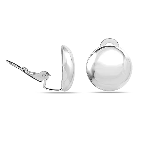 Lecalla ER185288SL 925 Sterling Silver Round Disc Clip On Earrings Non-Pierced Clip-On Stud Earring thumb #2